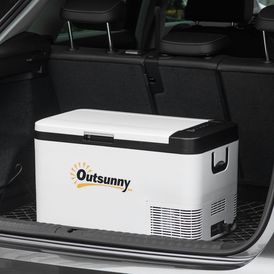 image 1 of Outsunny 12V Portable Car Refrigerator w/ Inner LED Light Indoor Outdoor, 25L