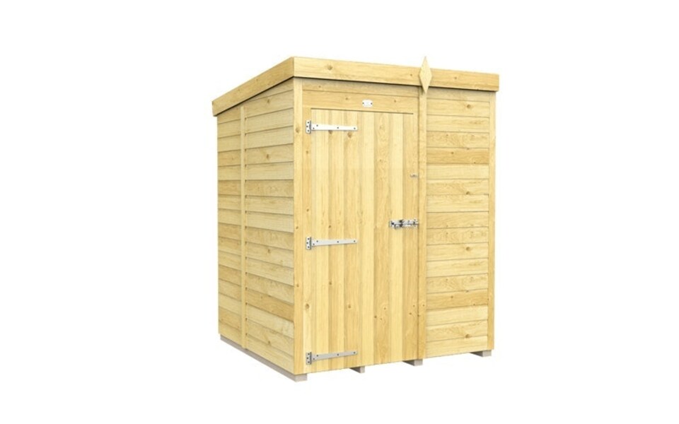 image 1 of 5 x 5 Feet Pent Shed - Single Door Without Windows - Wood - L147 x W158 x H201 cm | Brown