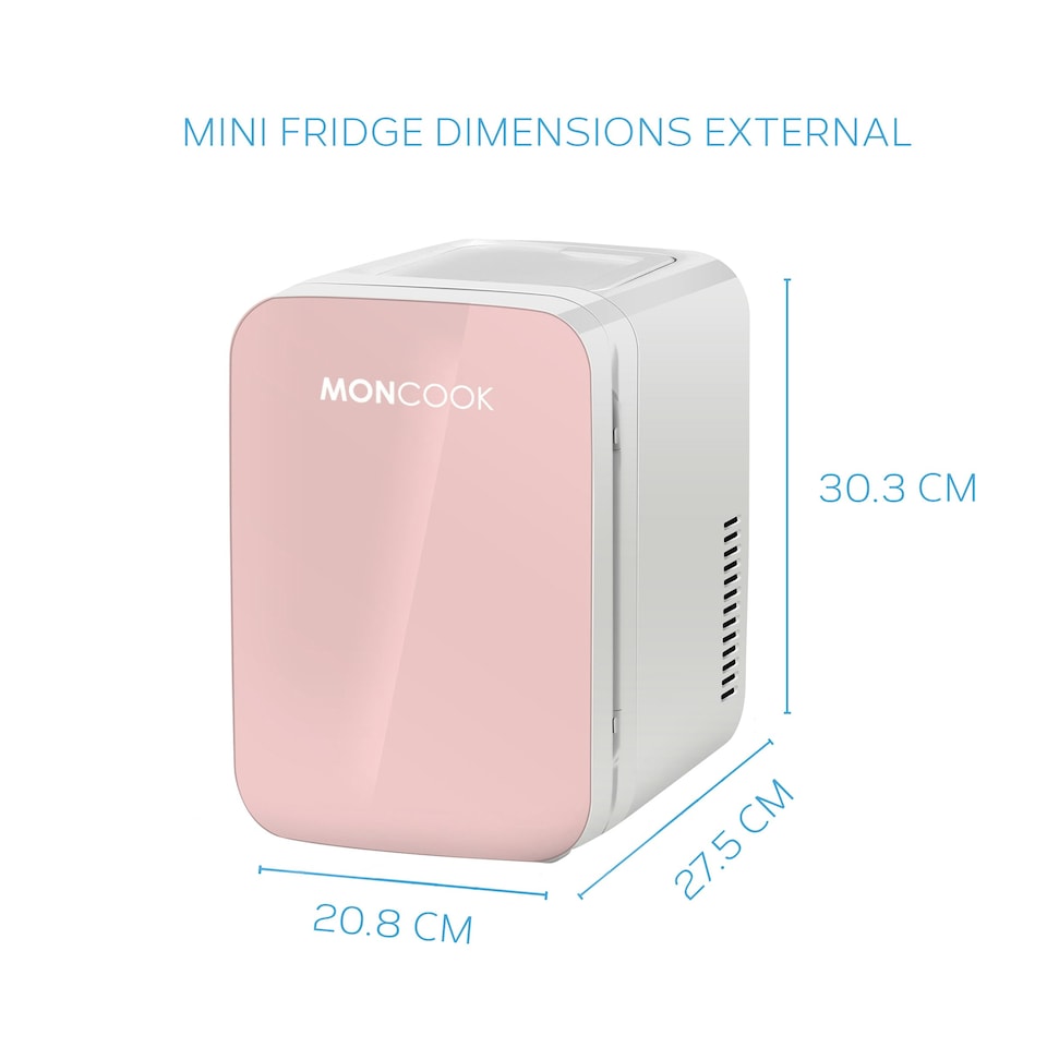 image 1 of MONCOOK Mini Fridge For Bedrooms - Small, Portable & Quiet - Glass Door Mini Fridge For Skincare, Food & Drinks - Cooling & Warming Function - 6L White
