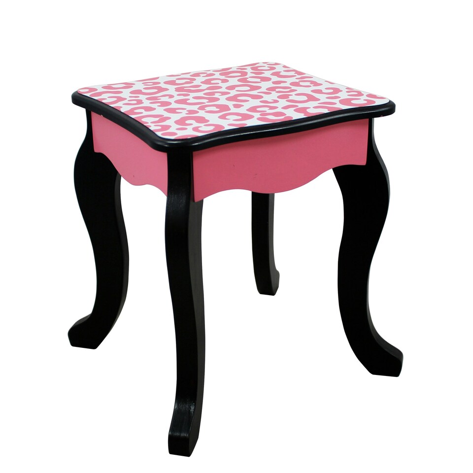 image 1 of Teamson Kids Gisele Leopard Print Vanity Playset, Pink/Black