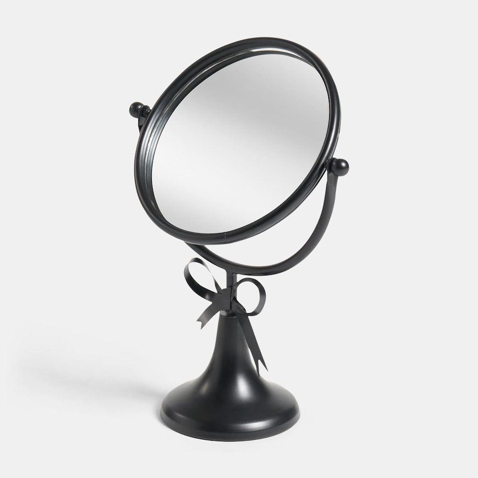 image 1 of OHS Bow Pedestal Free Standing Swing Makeup Vanity Mirror | Black
