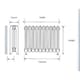 image 3 of 660mm (H) x 600mm (W) - Cast Iron Horizontal Radiator (Rome) - (0.66m x 0.6m) - Depth 144mm