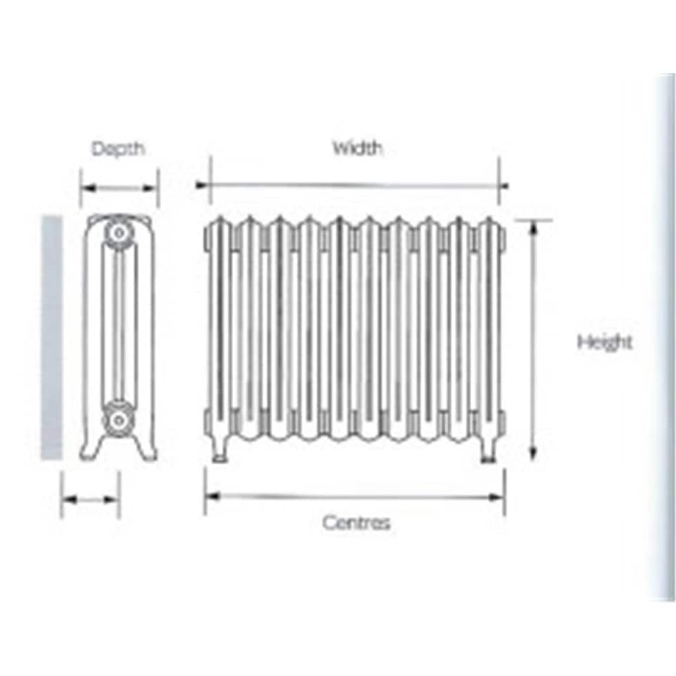 image 1 of 660mm (H) x 600mm (W) - Cast Iron Horizontal Radiator (Rome) - (0.66m x 0.6m) - Depth 144mm