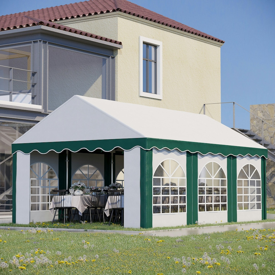 image 1 of Outsunny 6 x 4m Marquee Gazebo, Party Tent with Sides and Double Doors