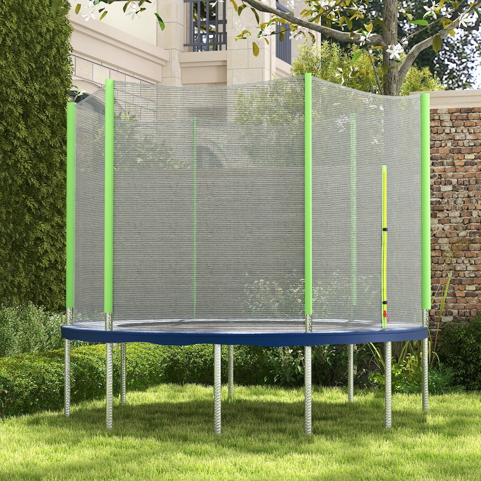 image 1 of SPORTNOW 8ft Trampoline Net Replacement with 6 Plastic Pole Covers, Weather-Resistant Trampoline Netting Replacement with Zipped Entrance, Poles Not Included