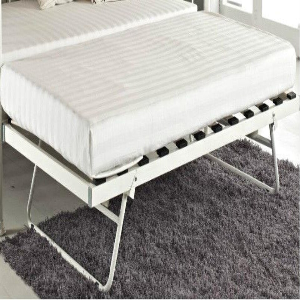 image 1 of Daybed With Trundle white 3ft single twin bed and 2 mattresses pull out metal guest room bedroom living room