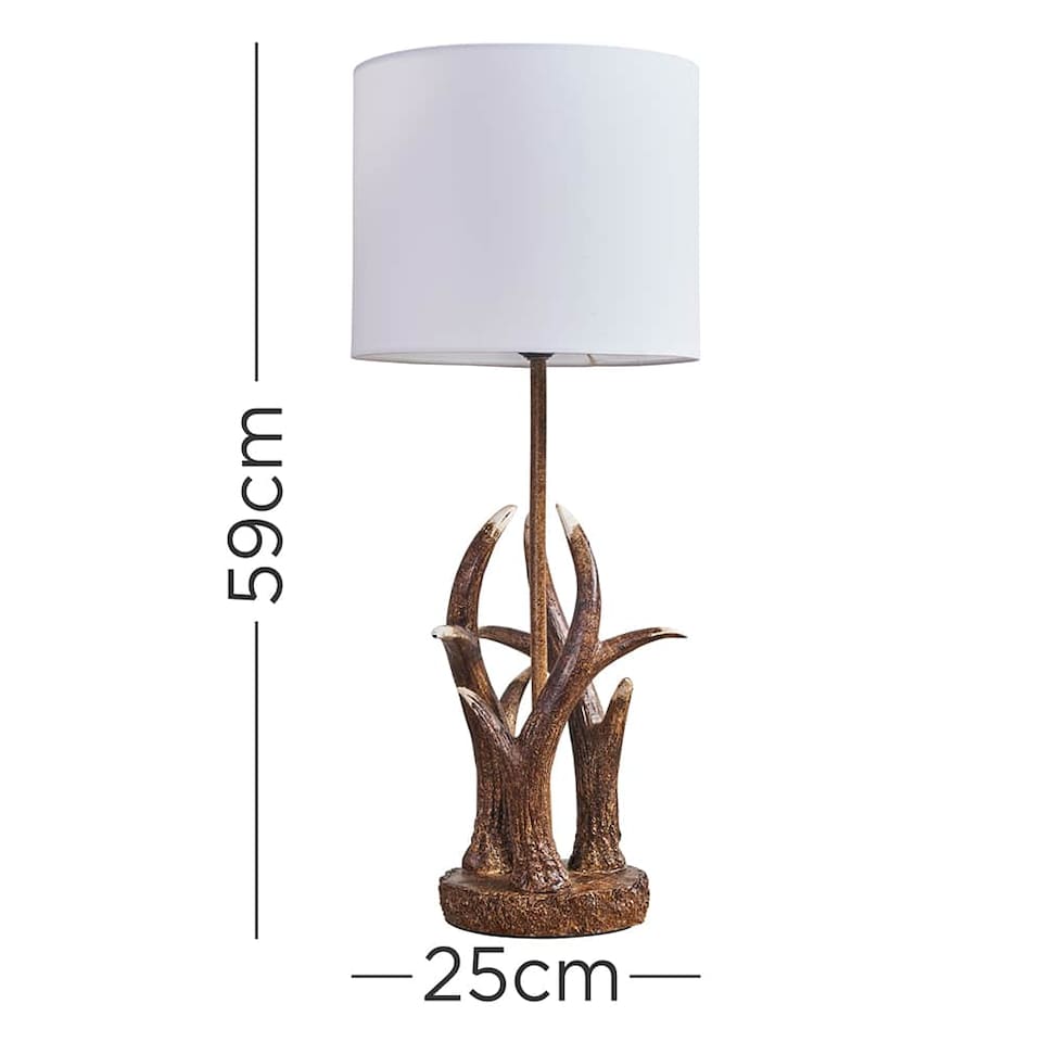 image 1 of ValueLights Caribou Brown Table Lamp White Shade and Bulb