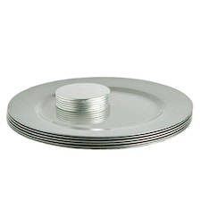 Argon Tableware 12 Piece Metallic Charger Plates Set - Silver Grey