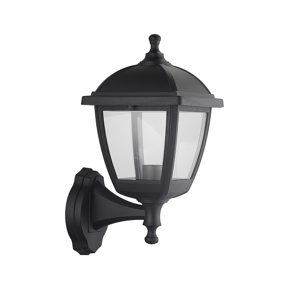 image 1 of CGC MYRA Large Black Outdoor Wall Lantern Light with Clear Diffuser IP44 Polycarbonate Coastal