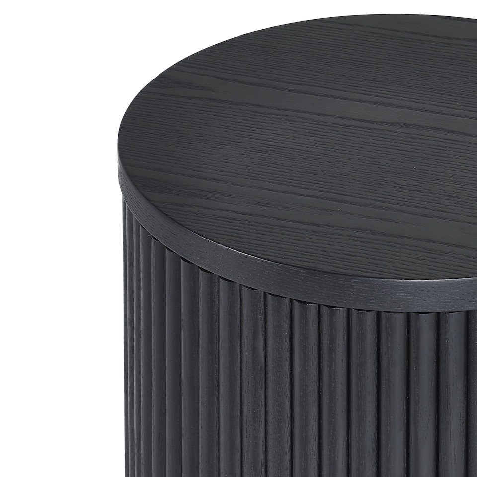 image 1 of Louis Fluted Side Table With Door - Black