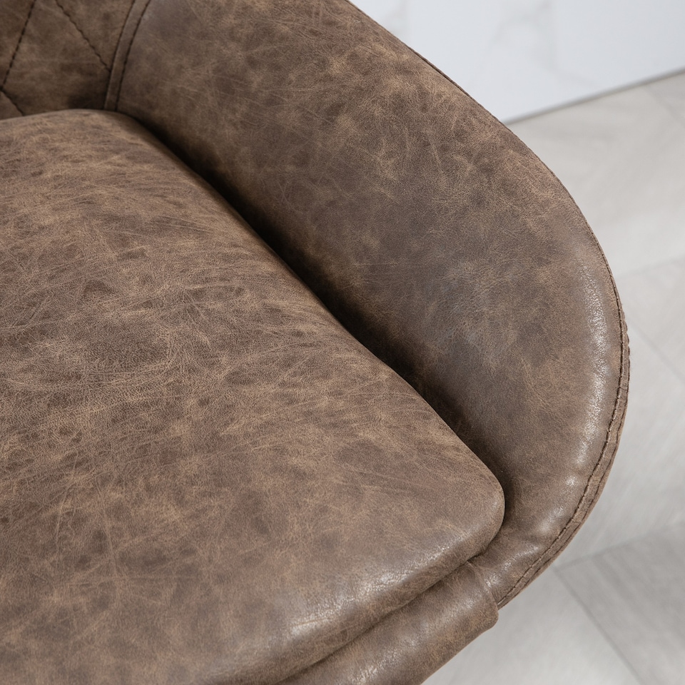 image 1 of HOMCOM Breakfast Bar Stools Set of 2 with 51x40cm Wide Seat, Height Adjustable Kitchen Counter Chairs, Retro Swivel Upholstered Barstools with Back, Footrest and Steel Base, Coffee