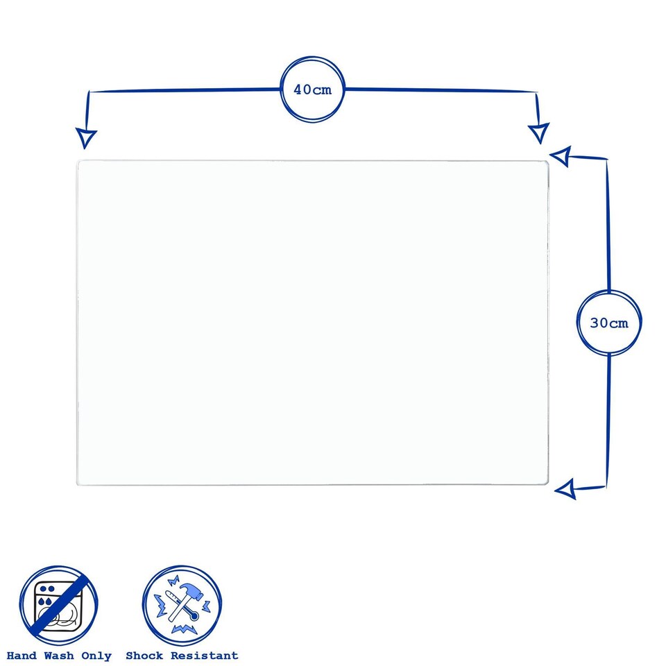 image 1 of Harbour Housewares Glass Kitchen Chopping Board - 40 x 30cm - White | White | White