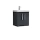 image 1 of Balterley Modern Bathroom 2 Soft Close Door Wall Hung Vanity Unit & Rectangular Mid-Edge Basin | Grey | Soft Black