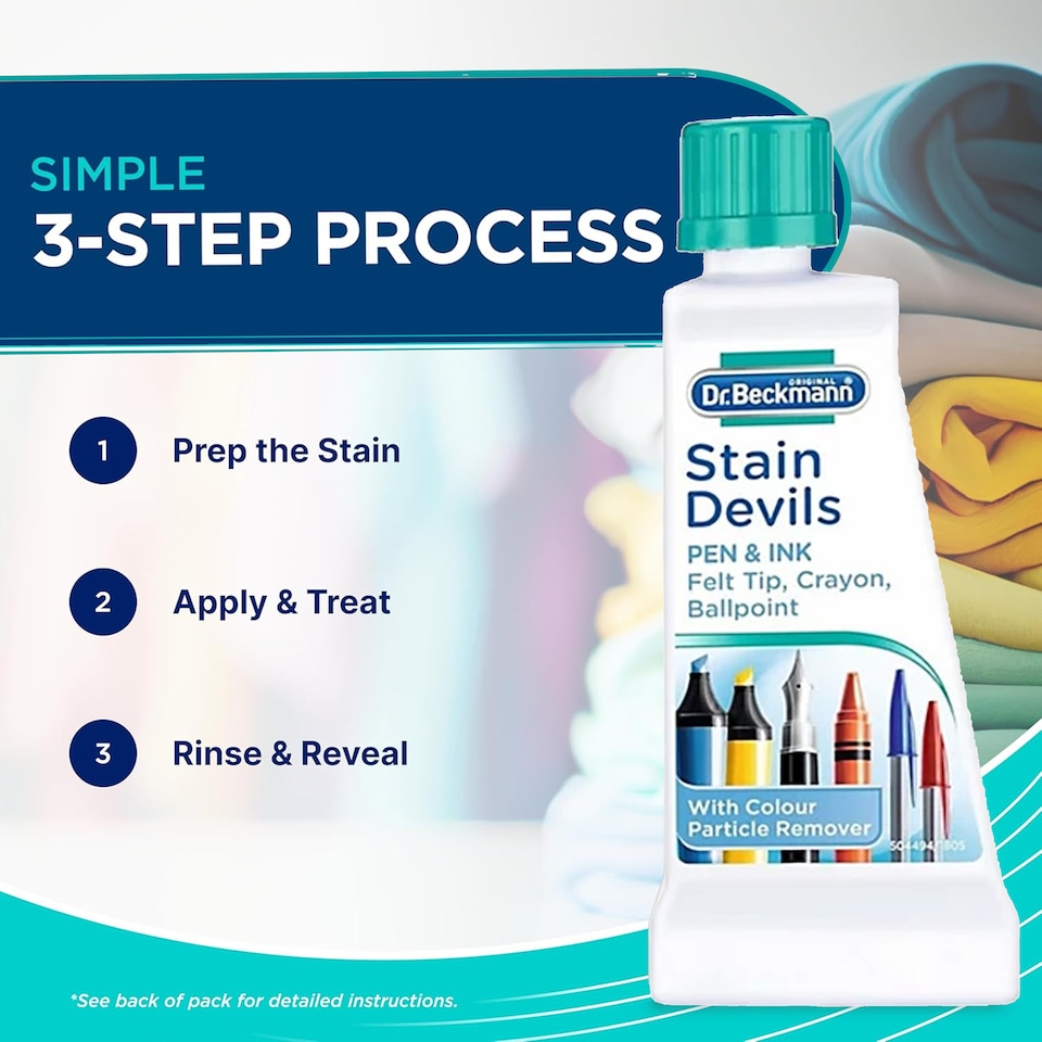 image 1 of Dr Beckmann Stain Devils Pen and Ink Remover Fabric Stain Cleaner for Ballpoint Fountain and Felt Tip Ink 50ml