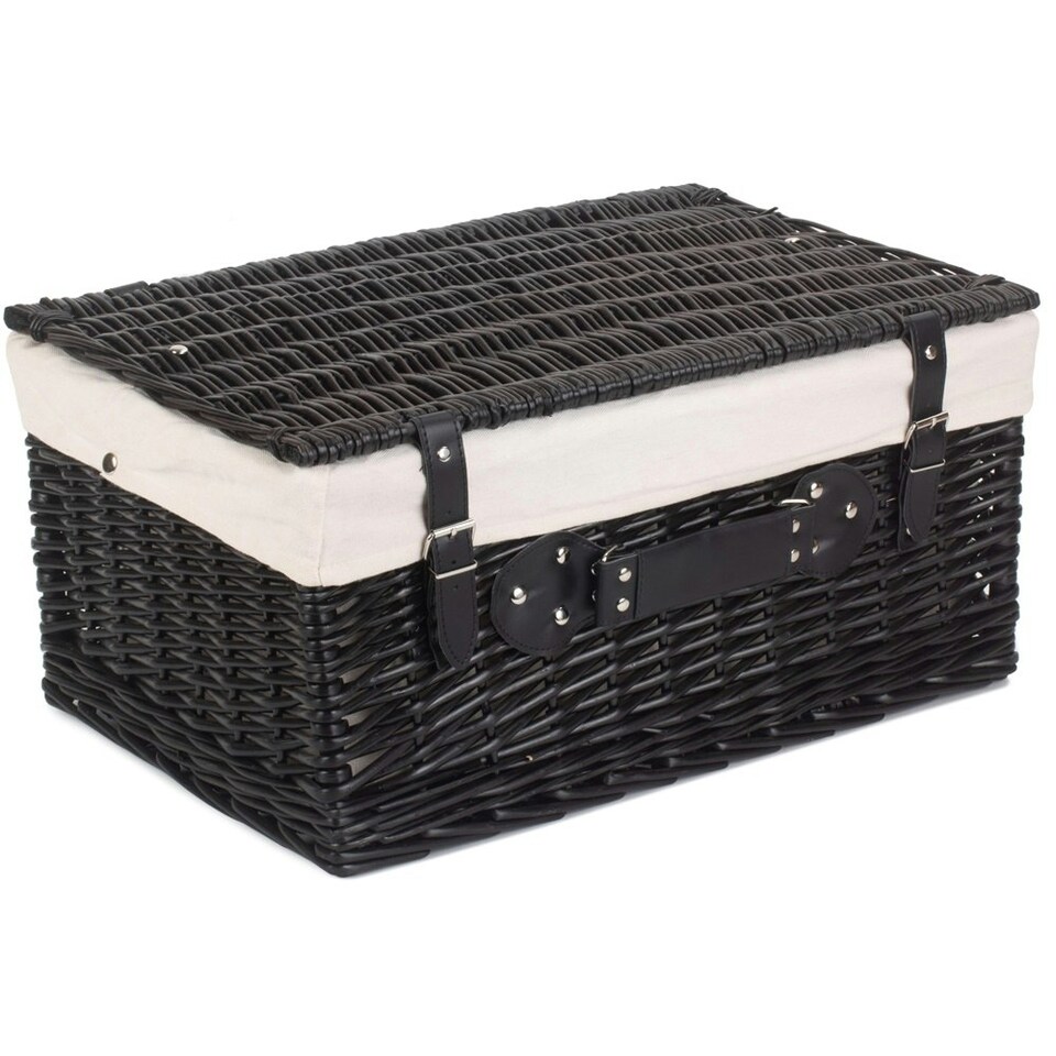 image 1 of 51cm Empty Willow Wicker Picnic Basket with Lining Red | Red | One Size