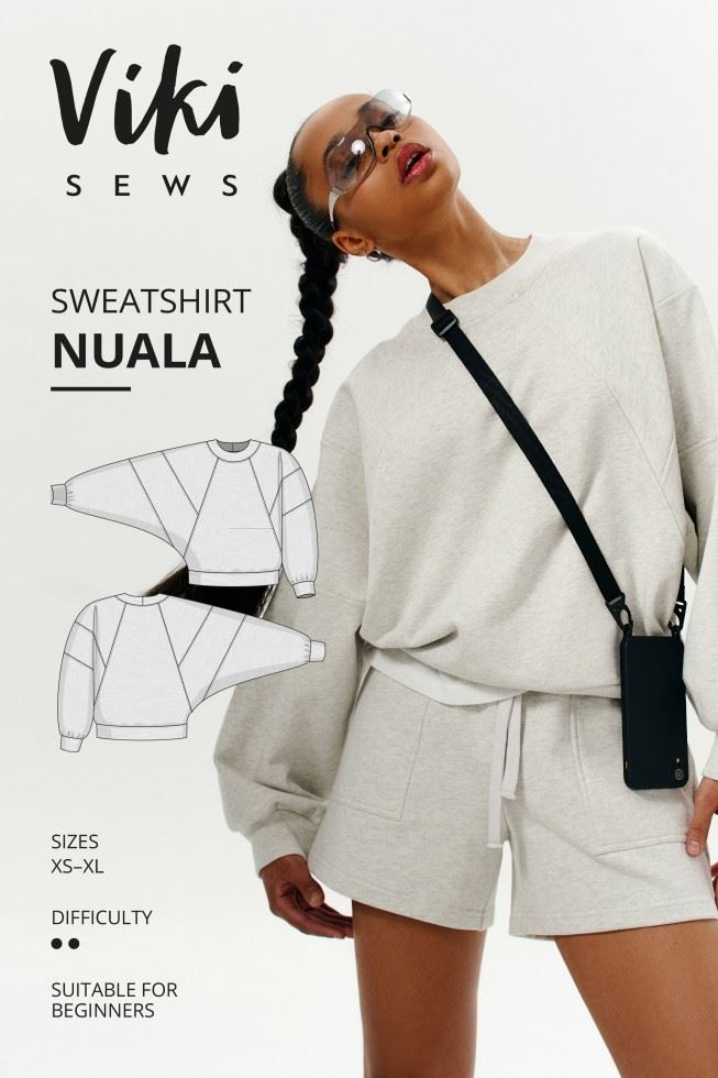 Vikisews Nuala Sweatshirt Paper Sewing Pattern – Women’s Tops & Sweaters, Sizes XS–XL, Intermediate