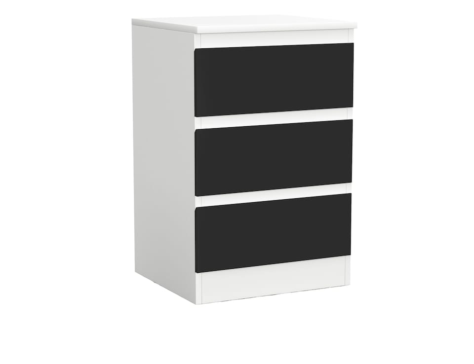 image 1 of 3 Drawer Bedroom Storage Cabinet | Multi | White & Black | 1