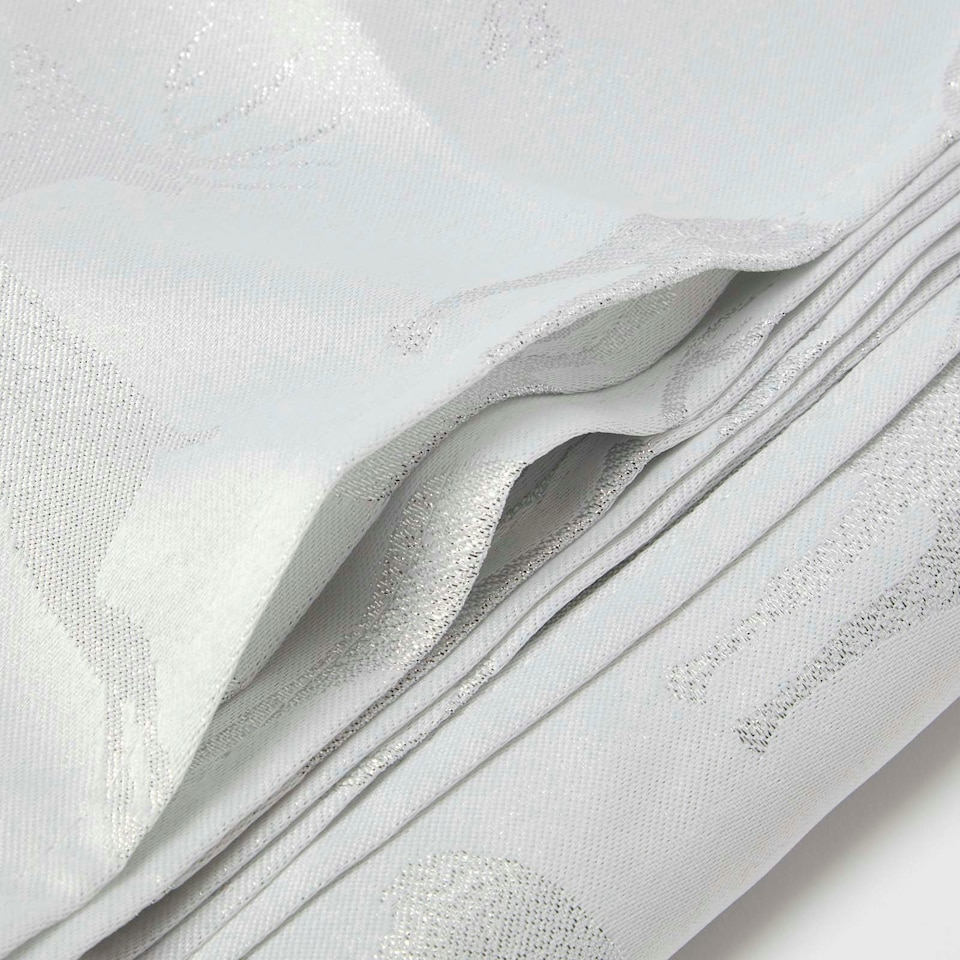 image 1 of Homescapes Silver Stag Christmas Table Cloth - 132 x 178 cm | Silver | 132 x 178 cm