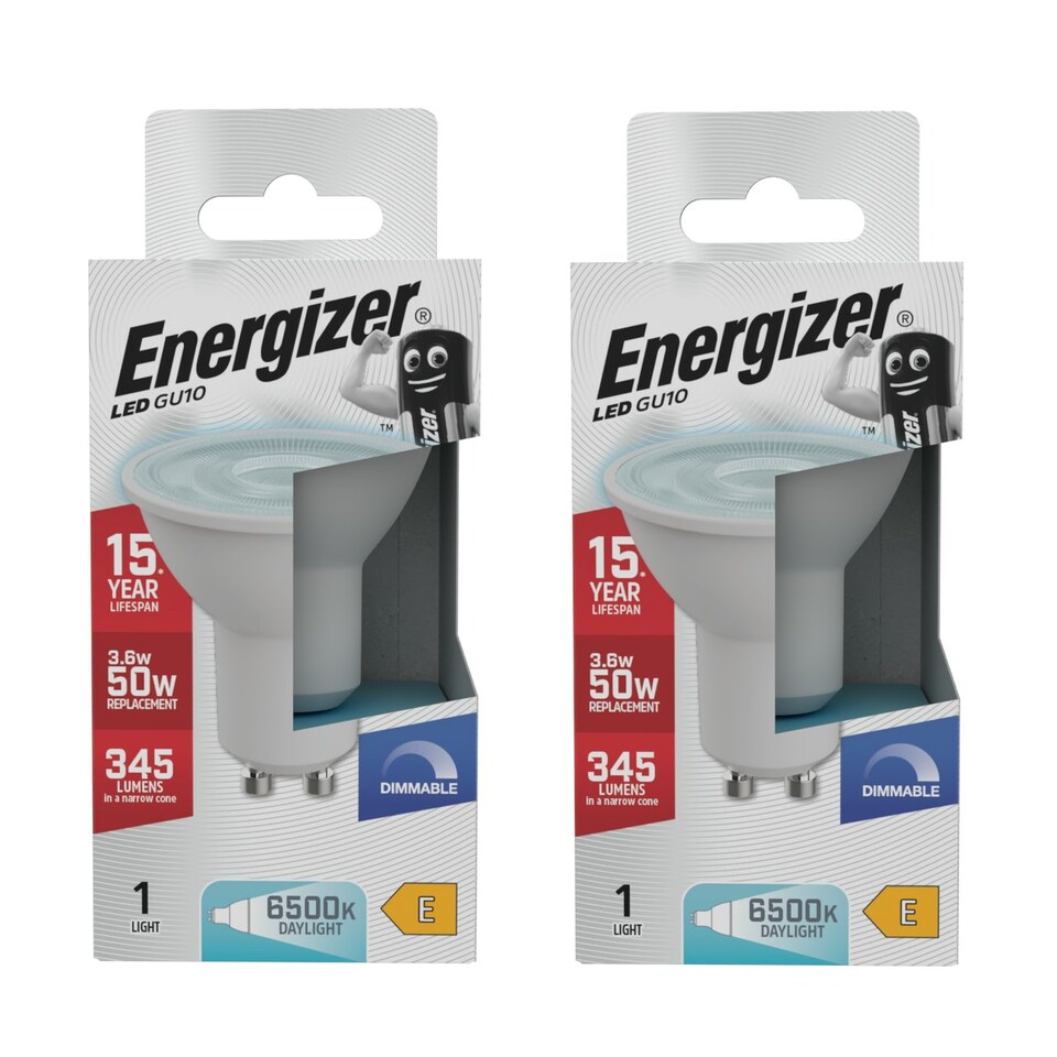 image 1 of Energizer LED GU10 345lm 3.6W 6500K (Daylight) Dimmable Light Bulb - Pack of 2