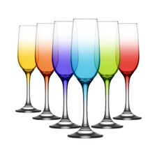 LAV Fame Glass Champagne Flutes - 215ml - Full Colour - Pack of 6