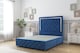 image 1 of Sloomy Sofia Chrome Navy Plush Divan Bed Base No Drawers With 26 Inch Strutted Headboard & 12 Inch Matching Footboard | Blue | Navy | Small Double | 1