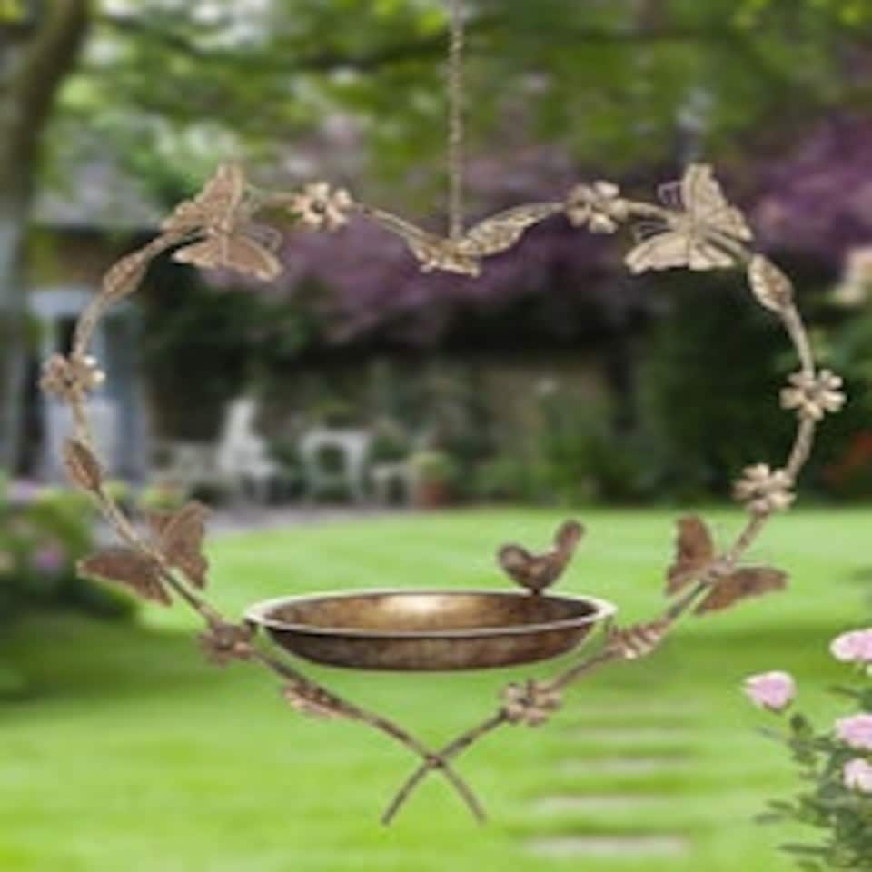 image 1 of Butterfly Hanging Heart Bird Feeder