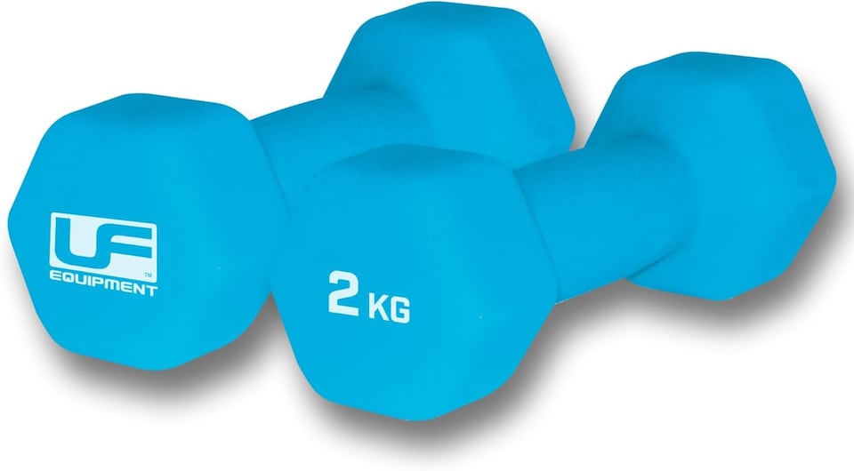 image 1 of Urban Fitness Neoprene Dumbbells 2kg Pair Sky Blue Hand Weights Pack of 2