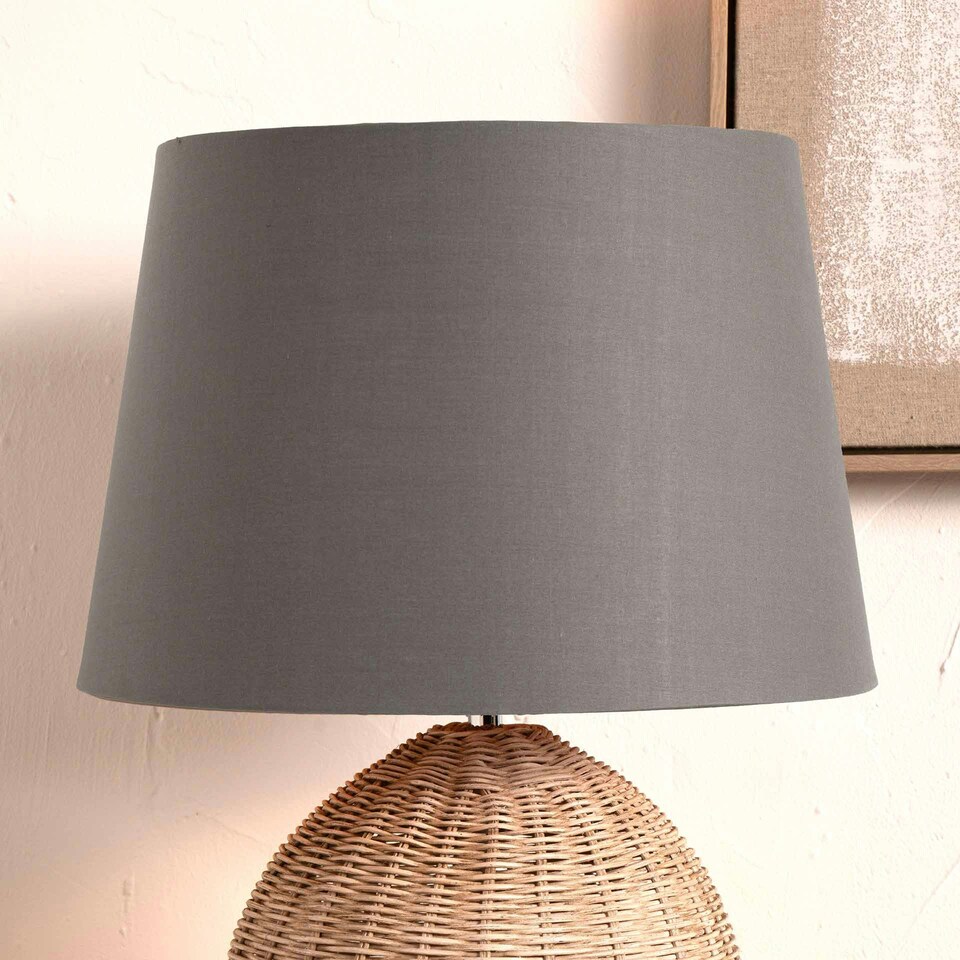 image 1 of 30cm Grey Tapered Poly Cotton Shade for Table Lamps