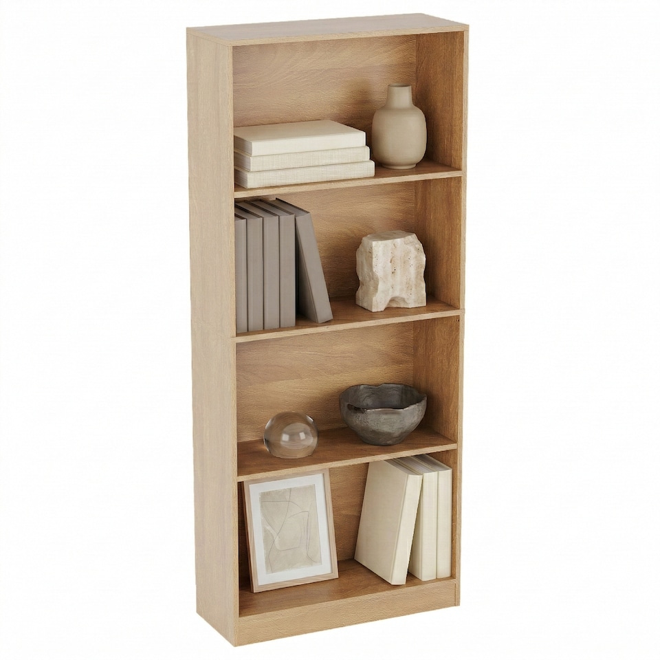 image 1 of Vida Designs Cambridge 4 Tier Large Bookcase Display Storage, Oak