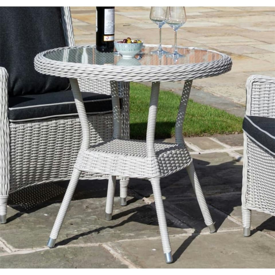image 1 of 2 Seater Putty Grey Rattan Weave Garden Bistro Set