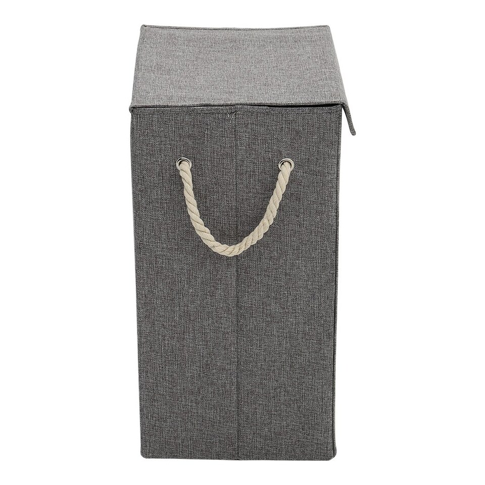 image 1 of Living and Home Laundry Hamper Clothes Storage with Lid & Handles- Grey