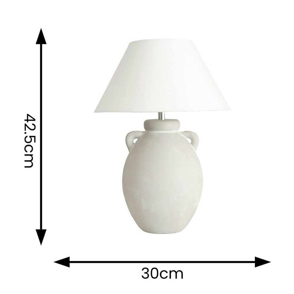 image 1 of ValueLights Daphne Linen Tapered Lamp Shade Stoneware Ceramic Vase Table Lamp with LED Bulb Grey