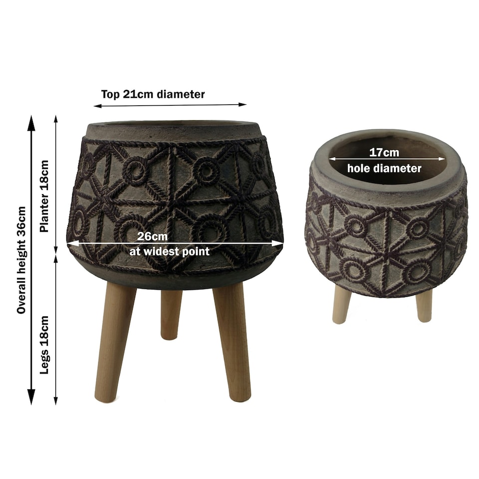 image 1 of Embossed Composite Large Planter Brown