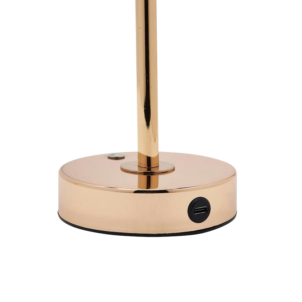 image 1 of Hestia Crystal USB LED Touch Table Lamp with Gold Base & Trim