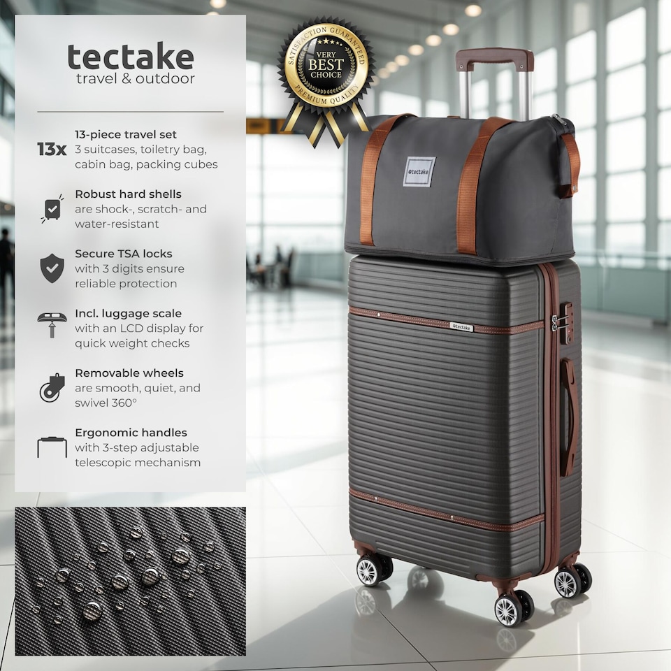 image 1 of Suitcase Set Madison - 13-piece, 3 suitcases, packing cubes, TSA lock | Grey | anthracite | 1