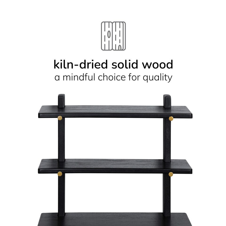 image 1 of Oliver Floating Shelves - 3 Tier Solid Wood Wall Shelf