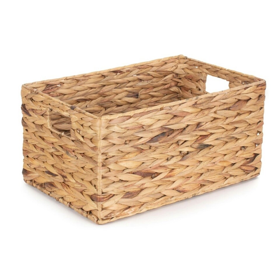 image 1 of Small Water Hyacinth Rectangular Storage Basket | Brown | Brown