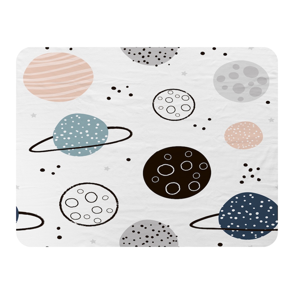image 1 of Child Hand Drawn Space Elements Blanket | Multi