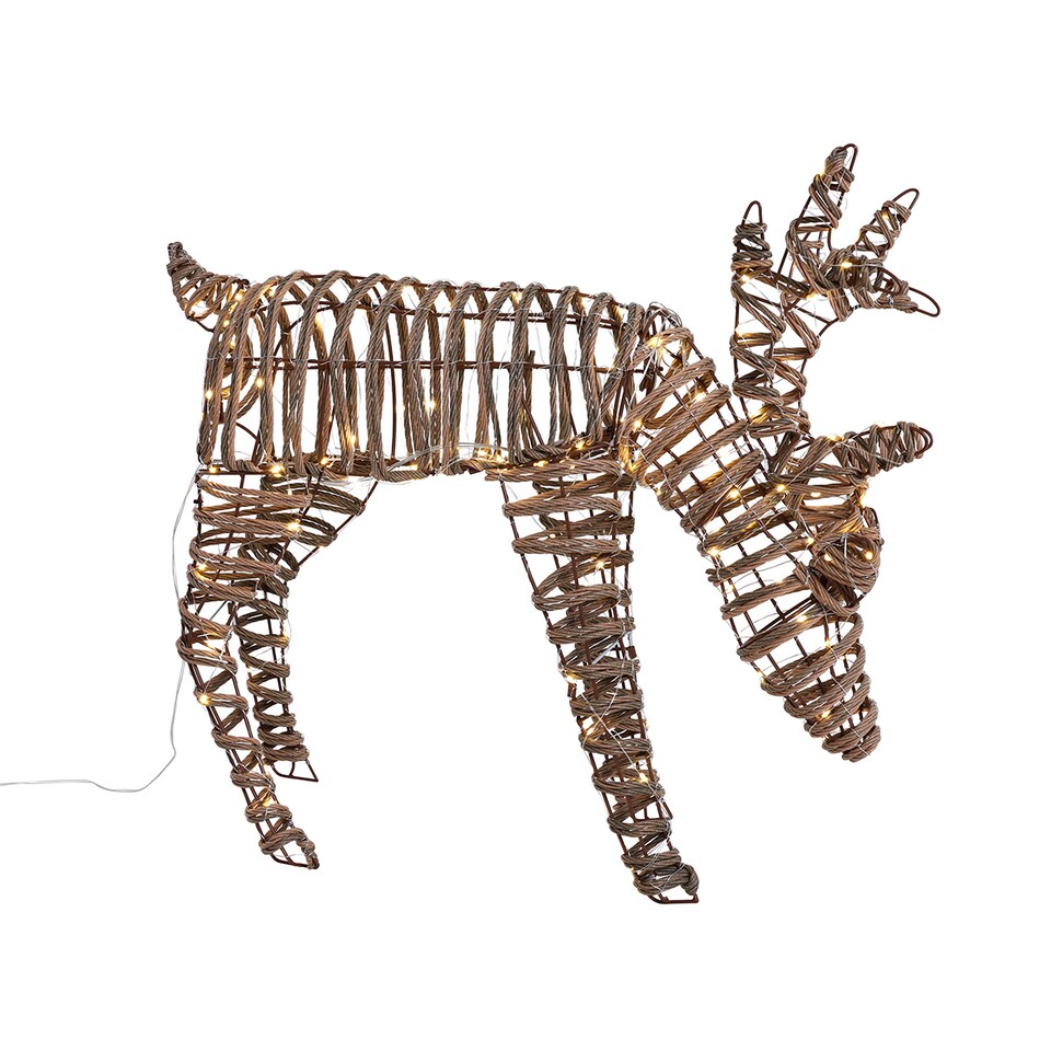 image 1 of Charles Bentley Small Rattan Light Up Reindeer