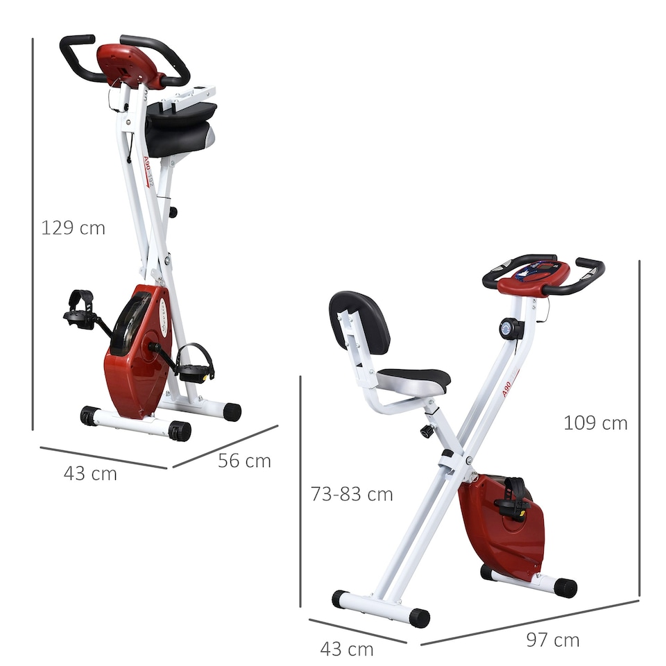 image 1 of HOMCOM Magnetic Resistance Exercise Bike Foldable LCD Adjustable Seat