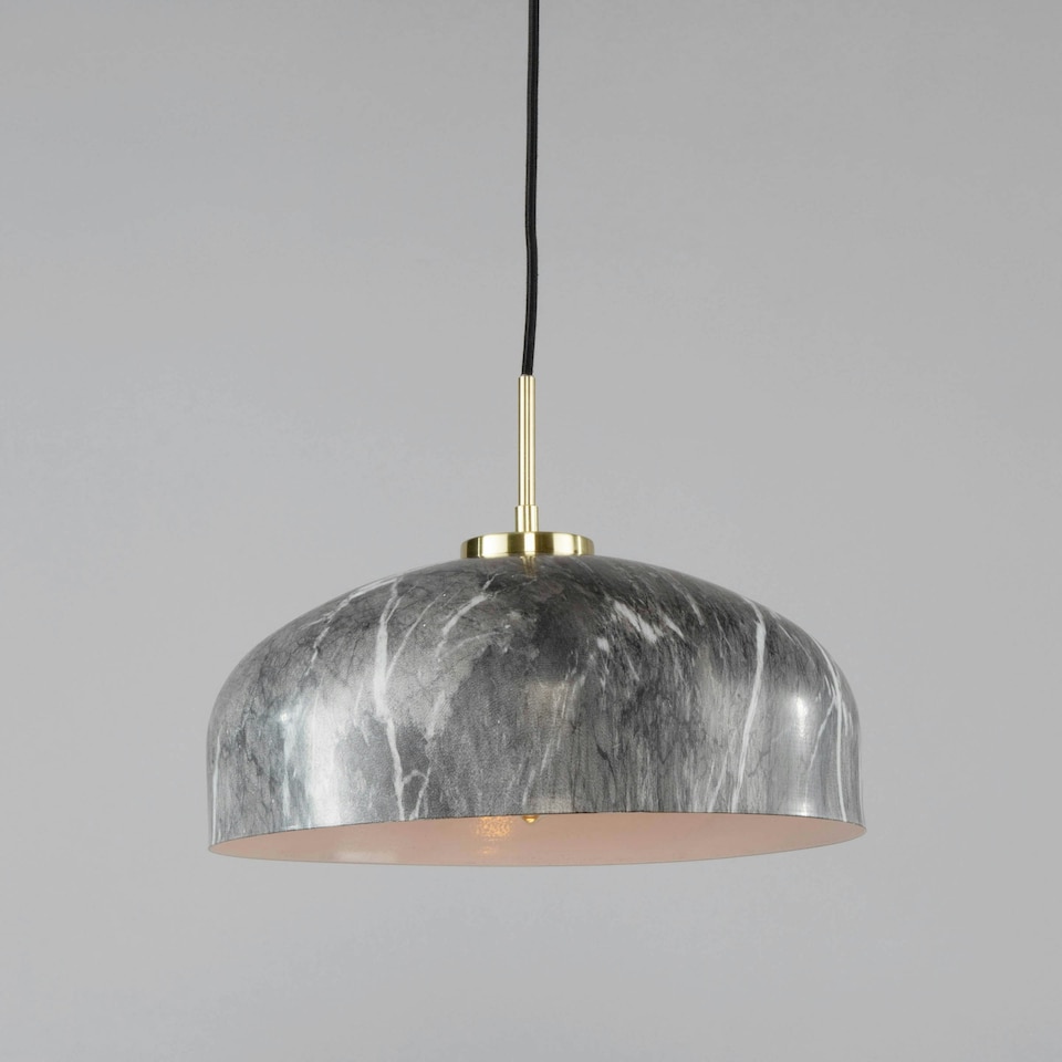 image 1 of BHS Java Spun Metal Marble Effect Ceiling Pendant, Grey