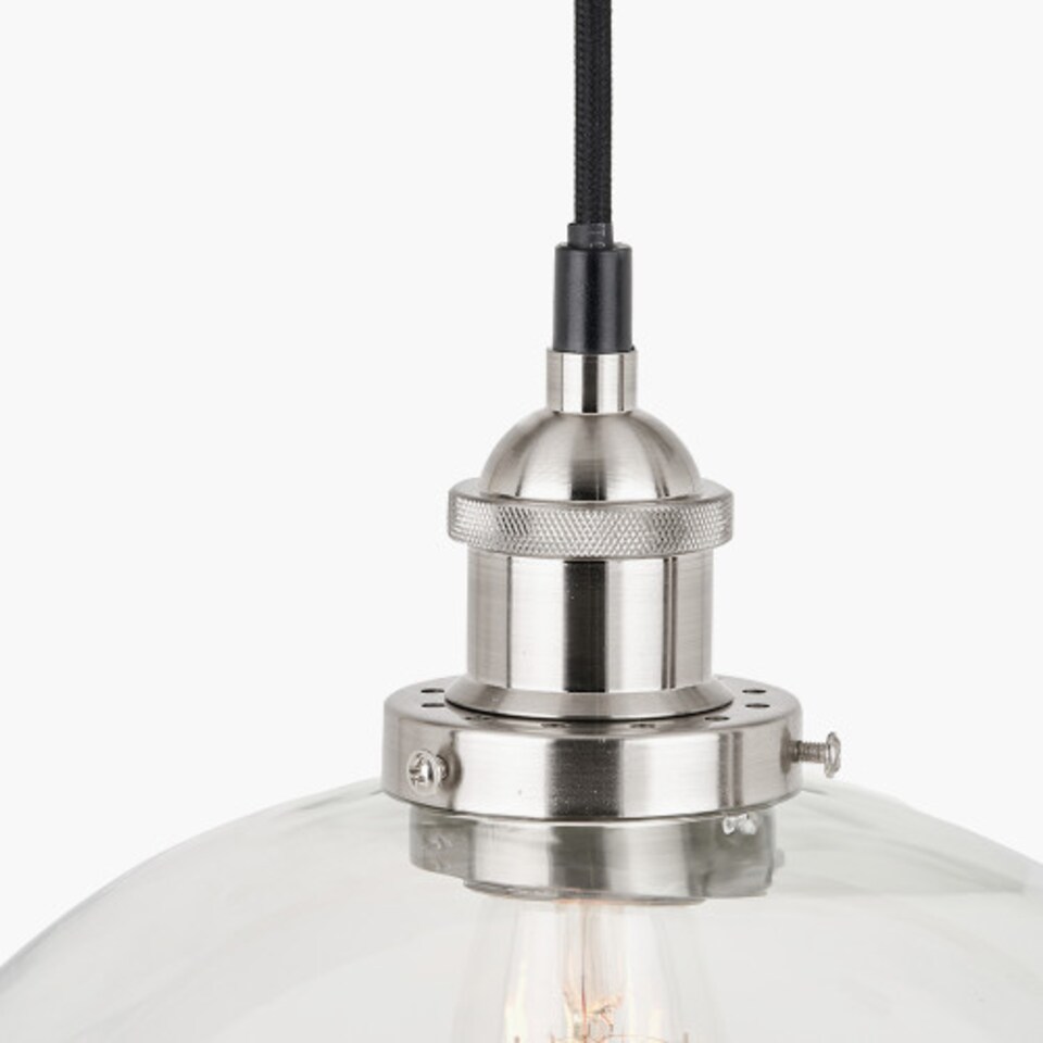 image 1 of Ceiling Light Antique Silver Metal and Clear Glass Dome Pendant | Clear | Clear