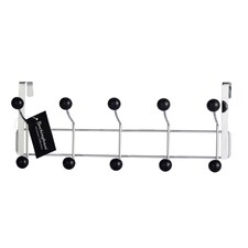 Buckingham Premium Over The Door 10 Hook Coat Hanger with Black Plastic Balls