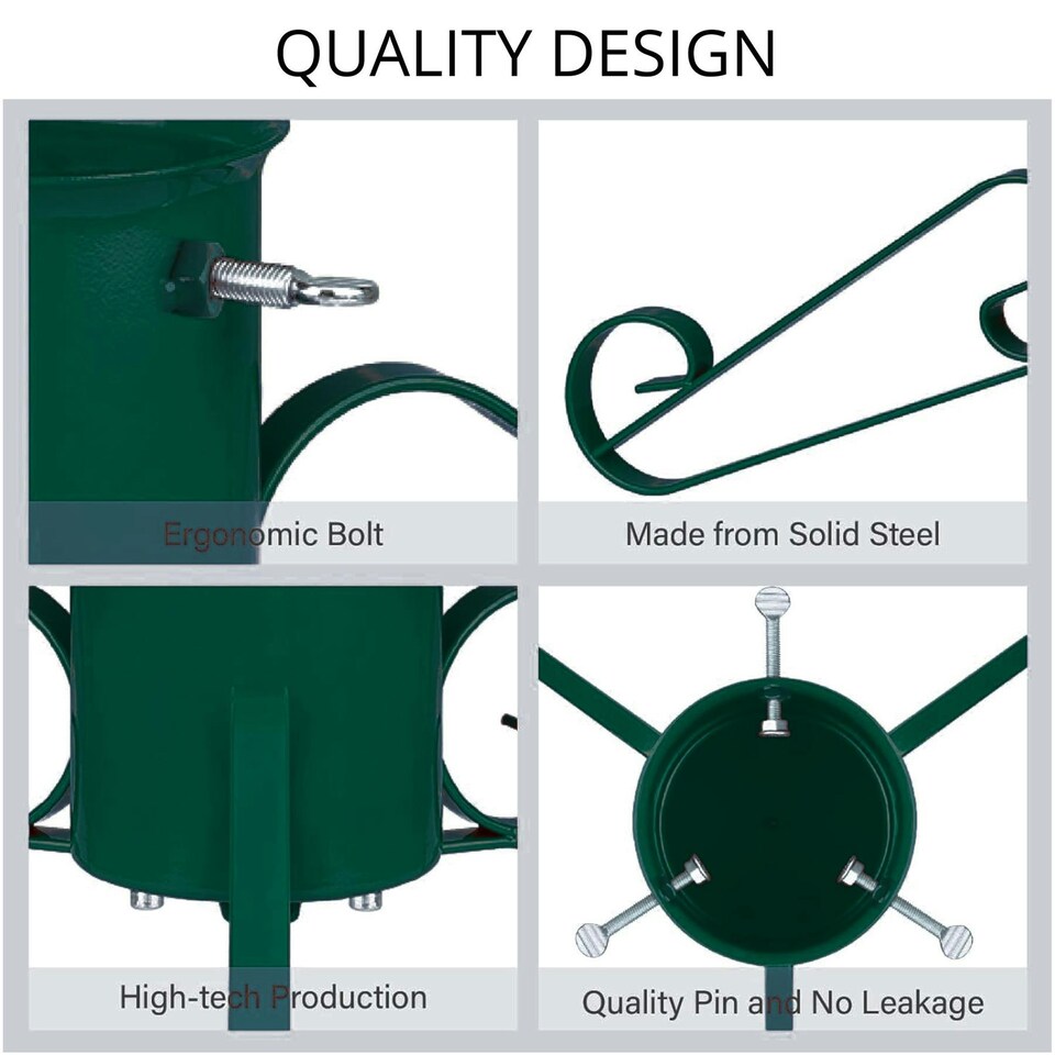image 1 of Holly International Traditional Metal Scroll Leg Christmas Tree Stand for Real Trees to 2m - Green