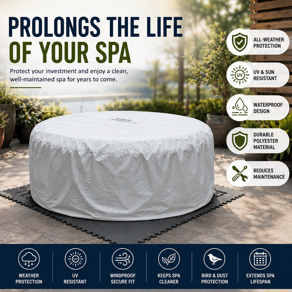 image 1 of Hot Tub Spa 6 Person Hot Tub Cover Cap Outdoor Garden Patio Furniture Safety Protector, Grey, 195x100x70Cm