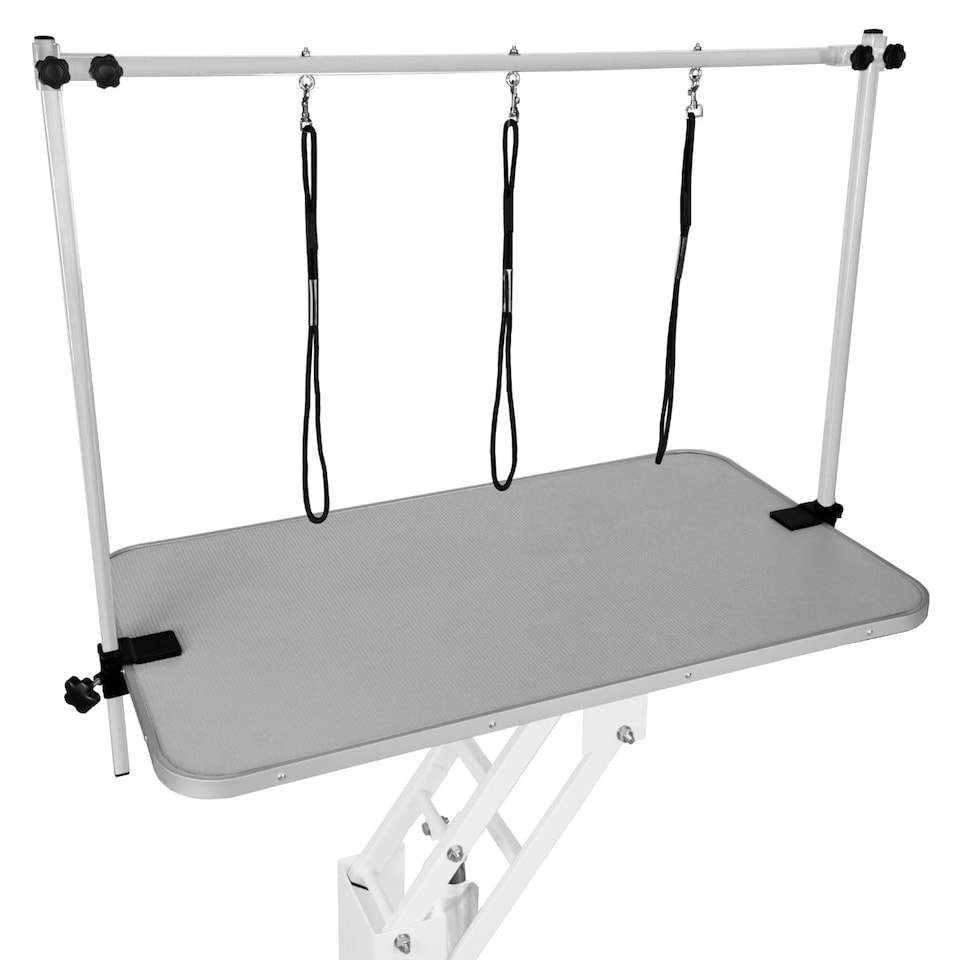 image 1 of White Hydraulic Grooming Table - Grey Table Top