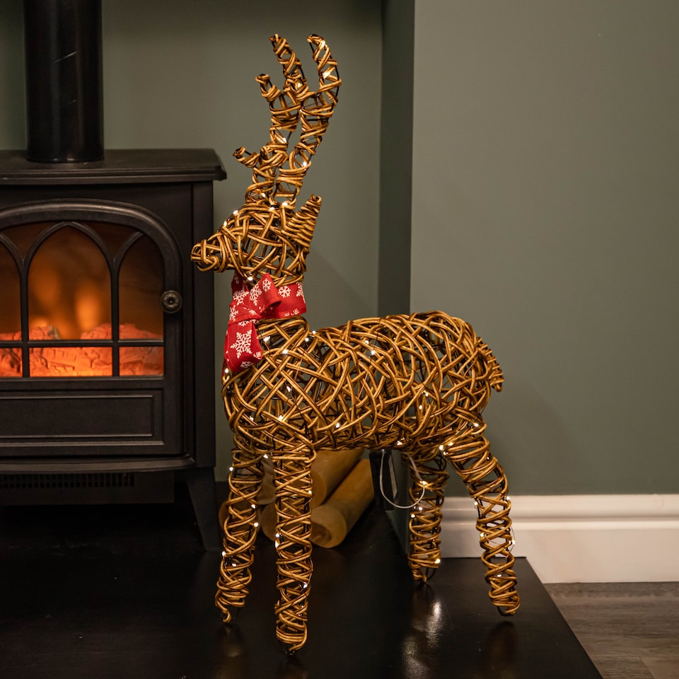 image 1 of 70cm Battery Operated Light up Brown Christmas Reindeer with 80 Warm White LEDs