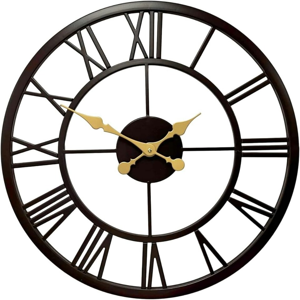 image 1 of Marco Paul 50cm Roman Numerals Black Skeleton Clock Black