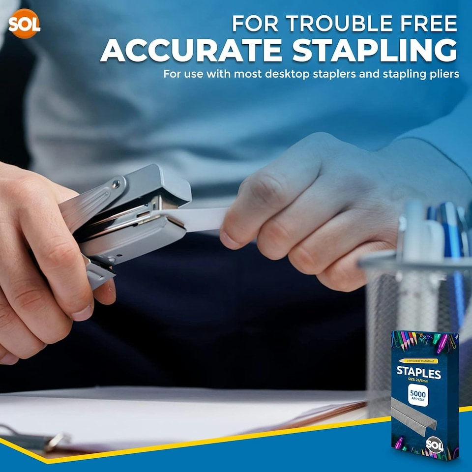 image 1 of SOL 5000pk Staples for Multipurpose Use, Staples 26/6 Standard Size