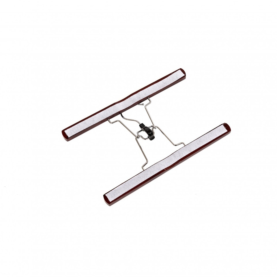 image 1 of Pack of 10 Brown Wooden Non-Slip Clothes Garment Coat Skirt Trouser Hangers